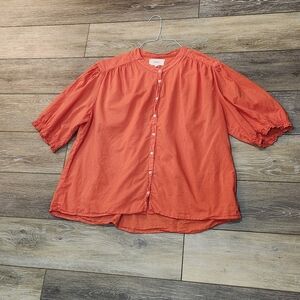 Xirena Eden Coral Short Sleeve Button Down Shirt Size Large